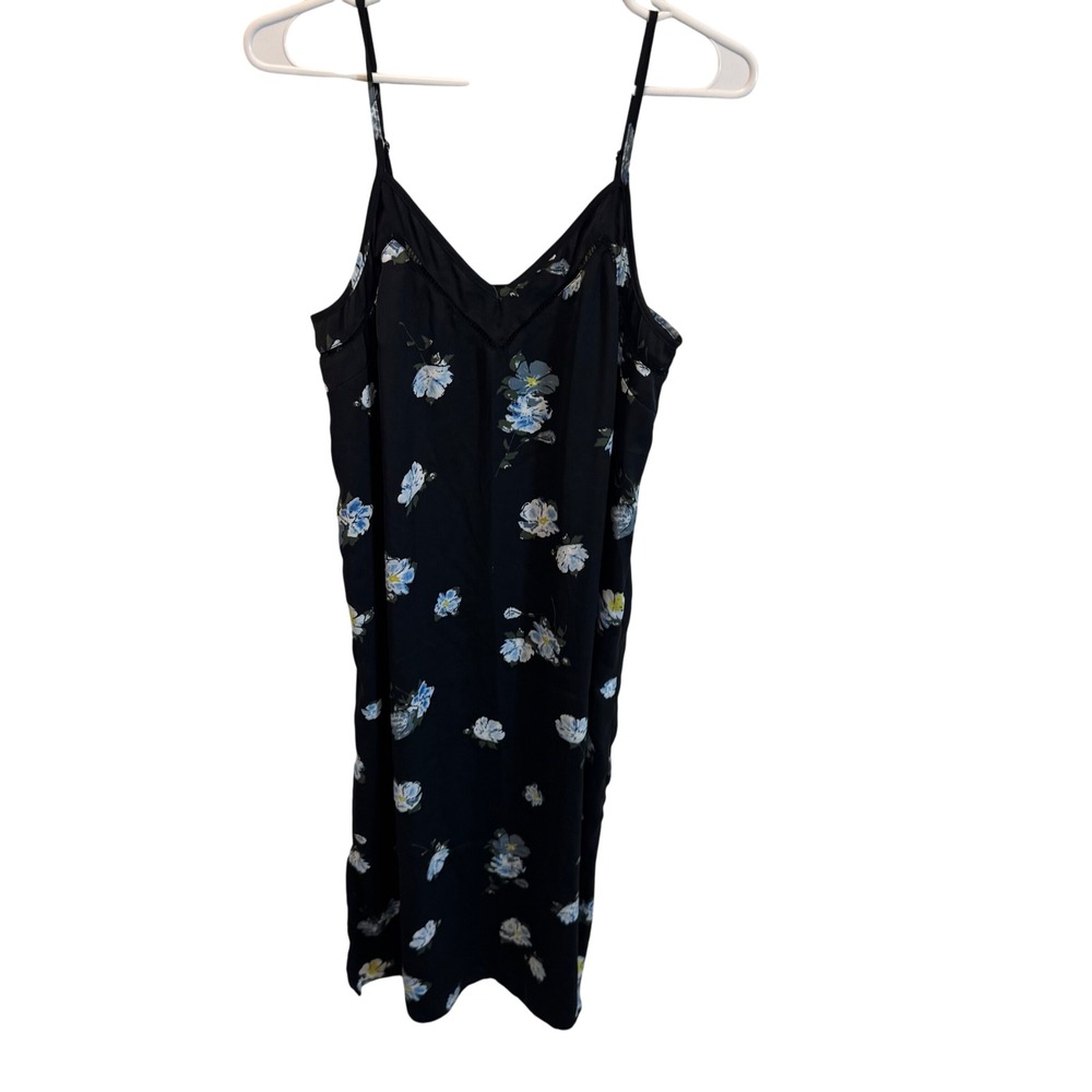 Mossimo Black Floral Print V-Neck Cami Slip Dress Women's Size S‎
